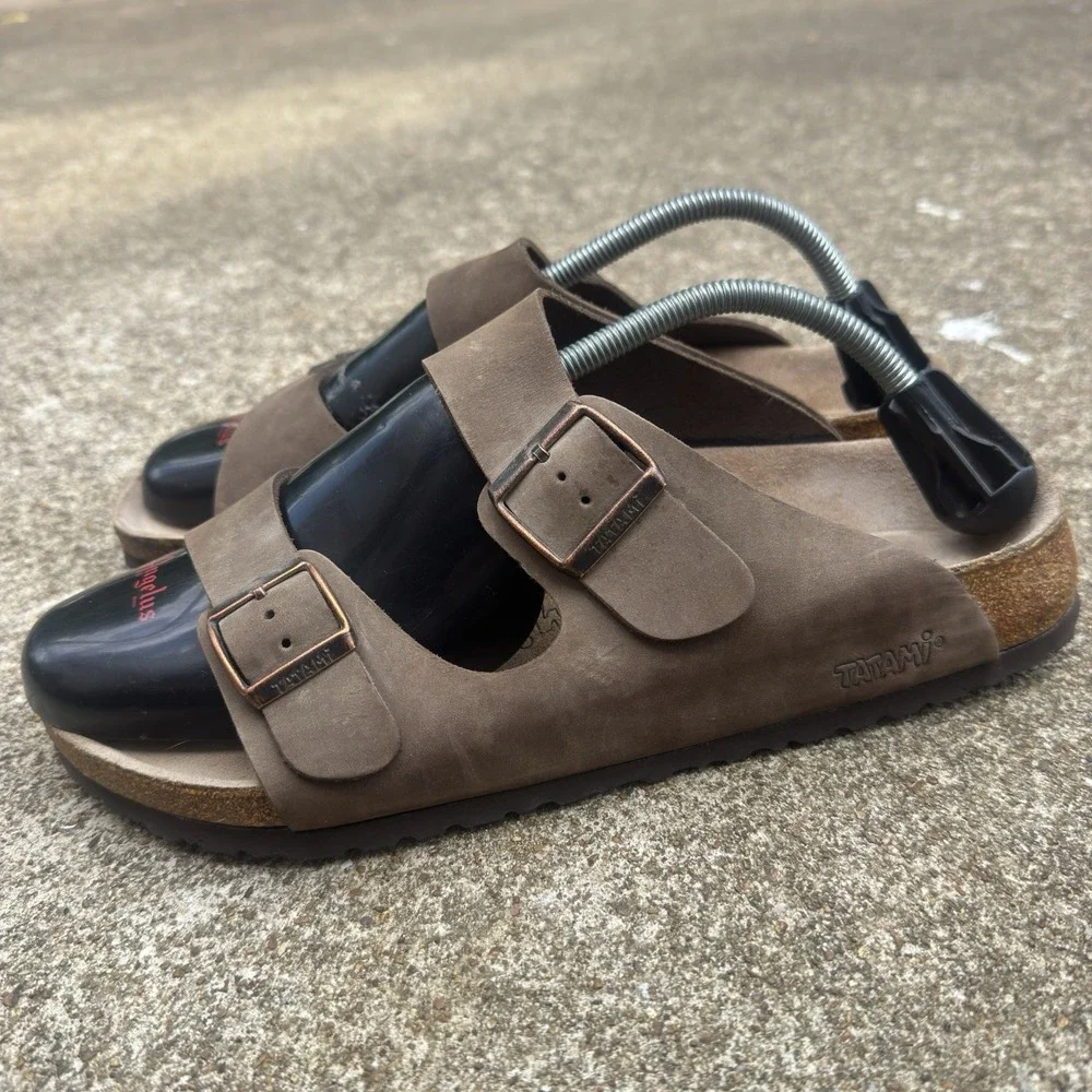 Birkenstock Tatami Brown Suede Double Strap Sandals Mens Size 10
